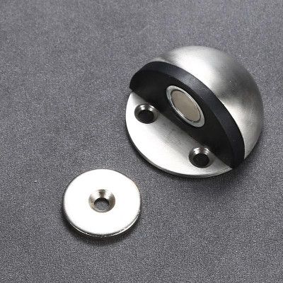 Chặn cửa bán nguyệt inox siêu hít nam châm chống va đập, ồn thông minh cho bé gắn sàn kèm miếng dán tường 3M, đồ ốc vít