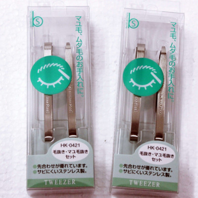 Set 2 nhíp inox KAI nội địa Nhật Bản + Tặng Gói Trà Sữa Matcha / Cafe Macca 20g