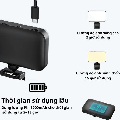 Đèn Led F6 Kẹp Điện Thoại / Laptop Dùng Để Livestream, Chụp Hình Có 3 Chế Độ Sáng Có Thể Điều Chỉnh Và Sạc - Hàng chính hãng
