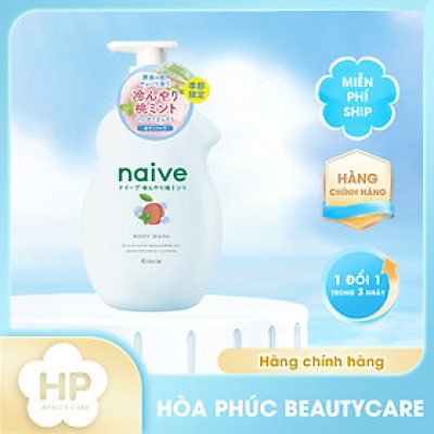 Sữa Tắm Trắng Mịn Da Chiết Suất Hương Đào Và Bạc Hà Kracie Naive Body Wash Peach Mint - Chai 530ML