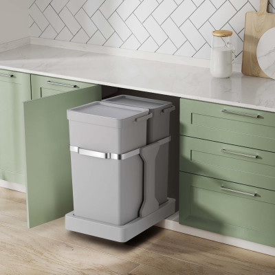 SET 2 THÙNG RÁC TỦ BẾP EKO DECO DUO EK9932 ( 20L + 15L ) Hàng chính hãng