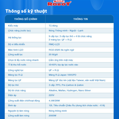 MÁY LỌC NƯỚC NÓNG THÔNG MINH - LẠNH ROBOT GrandPlus-9 - Hàng Chính Hãng