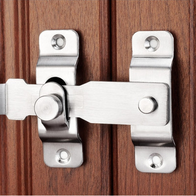 Chốt Khóa Cài Cửa KUNBE Bằng Thép Không Gỉ, Then Cửa Có Chốt Cố Định Thanh Gạt Loại To An Toàn, Chắc Chắn