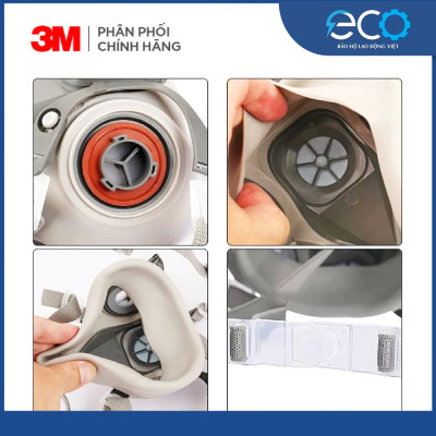 Mặt nạ phòng độc 3M 6100/ 6200 với phin lọc 6001 kết hợp tấm lọc bụi 5N11 cùng nắp giữ 501