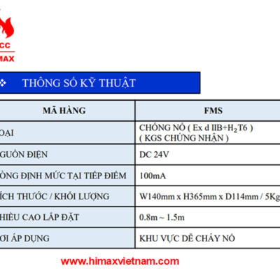 Nút ấn xả khí chống nổ hi max FMS
