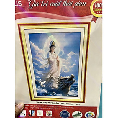 Tranh thêu kín Quan âm từ bi VS8160, kích thước 60 x 90 cm