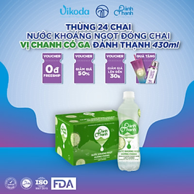 Thùng 24 chai Nước Khoáng Thiên Nhiên Có Ga Đảnh Thạnh Khoáng Chanh 430ml
