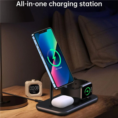 Bộ đế sạc CHOETECH T589-F Mag-Safe 3 in 1 (hàng chính hãng)