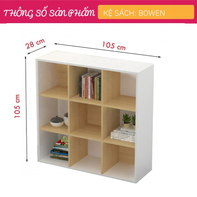 Giá sách đẹp trang trí phòng khách SMLIFE Bowen