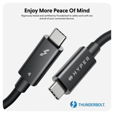 Cáp HyperDrive Thunderbolt 4 (6ft/2m) - Kết Nối Đa Năng, truyền tải liệu cho MacBook, Laptop và các thiết bị, HDTB4AC2GL - Hàng Chính Hãng