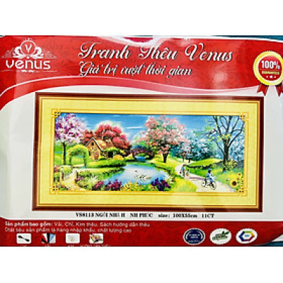 Tranh thêu chữ thập, tranh thêu kín Ngôi nhà hạnh phúc VS8113, kích thước 100 x 55 cm