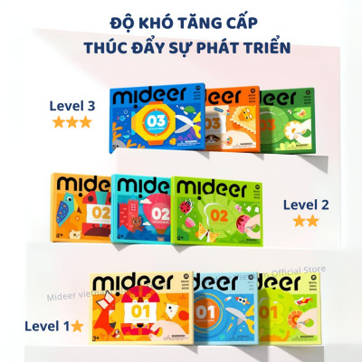 Giấy Gấp Origami Mideer Origami 3 cấp độ, Đồ Chơi Thủ Công giáo dục sáng tạo Cho Bé 2 3 4 5 Tuổi