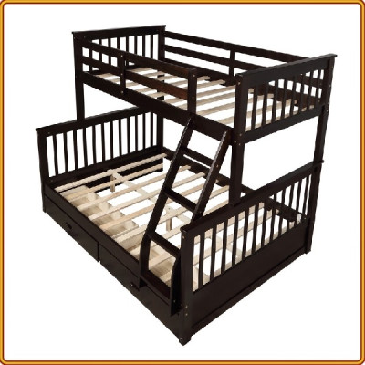 Giường 2 tầng Tundo màu nâu kèm 2 hộc kéo 1m/1m4