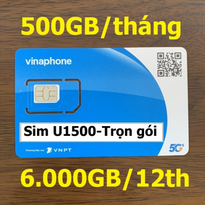 Sim Vinaphone U1500-Phôi 5G-500GB/tháng Trọn gói 12 tháng (500Gb/tháng tốc độ cao, Max băng thông, không chia theo ngày, dùng toàn quốc)-Hàng Chính Hãng