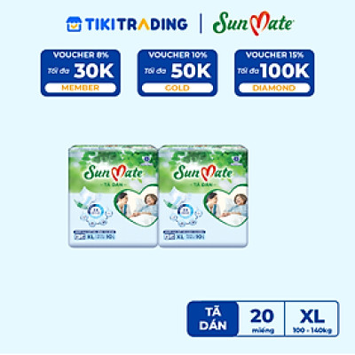Combo 2 Tã Dán Người Lớn SunMate G2 Size XL10 (10 Miếng)