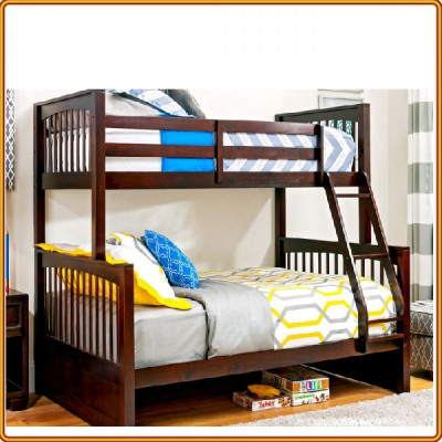 Giường Tầng 1m6 Gỗ Tự Nhiên - Thiết Kế Chắc Chắn & Tiết Kiệm Diện Tích -  Có Thể Tách Thành 2 Giường Riêng Biệt - Nâu