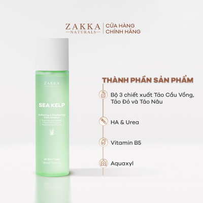 Nước dưỡng Tảo Biển làm mềm mịn & sáng da Zakka Naturals Sea Kelp Daily Essence 150ml