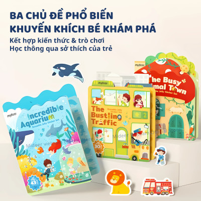 Sticker dán cho bé dùng được nhiều lần Mideer Reusable Jelly Sticker Set dán được trên nhiều bề mặt