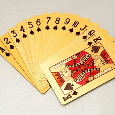 Bộ Bài Tây Poker Mạ Si Vàng Cao Cấp - Tú Lơ Khơ Phủ Nhũ Vàng Chính Hãng – Bộ 54 Lá Bài Tây Pocker Nhựa Dẻo Chống Thấm Nước Chống Gãy