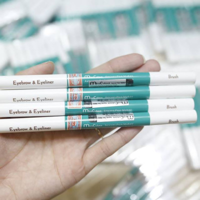 Chì mí kết hợp chì mày siêu tiết kiệm MiraCulous Hàn Quốc #01 đen tuyền tặng kèm móc khoá