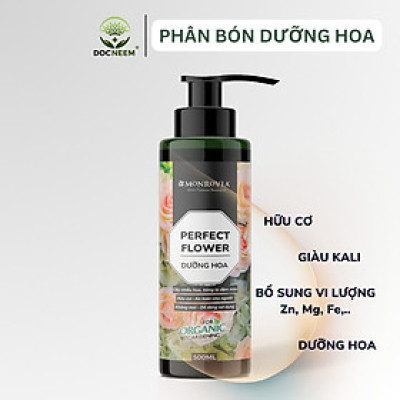 Phân bón DƯỠNG HOA MONROVIA hữu cơ giúp hoa to dậm màu cho hoa hồng, hoa lan, dung tích 500ml