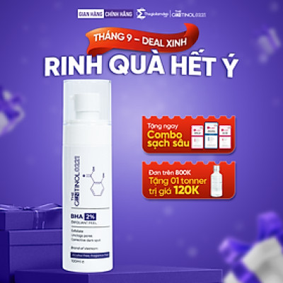 Dung dịch tẩy tế bào chết BHA 2% hỗ trợ dưỡng da trắng hồng, mờ vết nhăn The Gentinol 0221 100ml