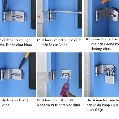 Chốt Khóa Vuông 90 độ Có PAT Khóa KUNBE, Bản Lề Cài Khóa Chốt Cửa, Tiện Dụng Dễ Lắp Đặt