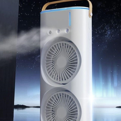 Quạt phun sương tích điện Youpin AQUA BREEZE, 2 lồng quạt, có đèn LED, bình nước lớn có thể thêm đá, xoay tốc năng 90° làm mát rộng, pin dung lượng lớn - Hàng nhập khẩu