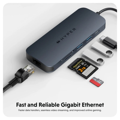 HUB chuyển đổi HyperDrive Next 8 in 1 PORT USB-C cho Macbook/ Laptop – Truyền tải dữ liệu nhanh HD4004GL - Hàng Chính Hãng