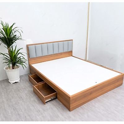 Giường ngủ MDF Tundo HLMCT bọc nệm kèm hộc kéo lựa chọn màu ván nệm bọc KT 1m6/1m8