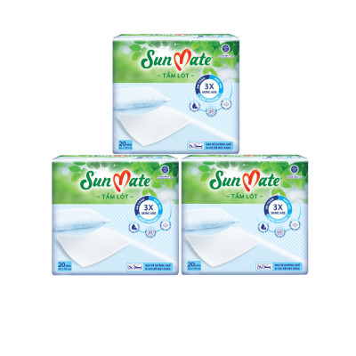 Combo 3 Tấm lót SunMate cải tiến mới 20 miếng/gói size M (45 x 70cm)
