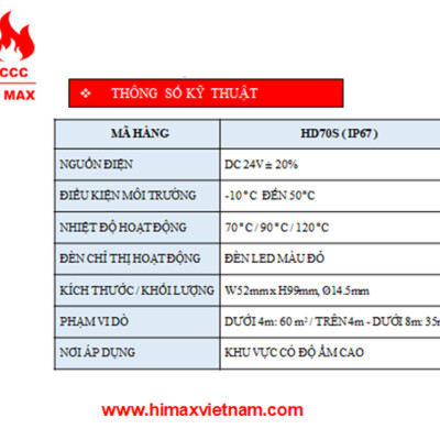 Đầu báo nhiệt chống nước hi max HD70S
