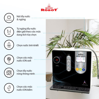 Máy Lọc Nước Điện Giải Ion Kiềm Robot IonSmart 38 Chức Năng Nóng Thông Minh Tạo 8 Loại Nước Điện Giải Để Bàn Treo Tường - Hàng Chính Hãng