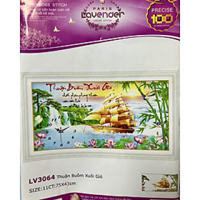 Tranh thêu chữ thập Thuận buồm xuôi gió lv3064, kích thước 75 x 43 cm