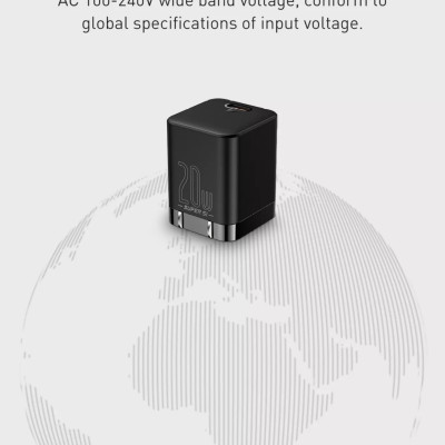 Baseus Super Si Pro Bộ sạc USB C có thể gập lại 20W nhỏ gọn và cực bền cổng Type C Sạc nhanh cho iPhone 12 Pro Max Bộ sạc nhanh Samsung Xiaomi iPhone Huawei - Hàng Chính Hãng