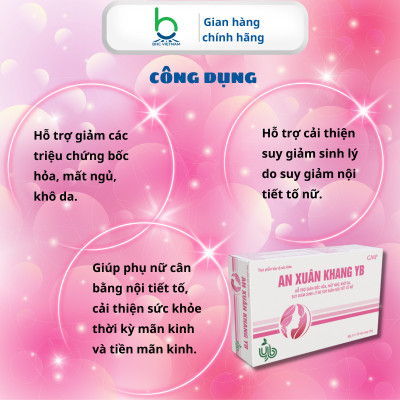 Viên Uống AN XUÂN KHANG YB Hỗ Trợ Giảm Mất Ngủ, Khô Da, Cân Bằng Nội Tiết Tố Nữ, Tiền Mãn Kinh