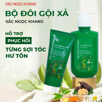 Dầu Xả 26 Thảo Dược Sắc Ngọc Khang - Hỗ Trợ Làm Sạch Sâu, Giảm Gãy Rụng, Phục Hồi Hư Tổn, Nuôi Dưỡng Mái Tóc Chắc Khỏe Bồng Bềnh