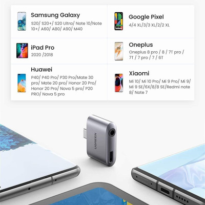 Ugreen UG70311CM231TK PD 30W vỏ nhôm Usb type c sang 3.5mm 110dB có chipset samsung ipad pro - HÀNG CHÍNH HÃNG