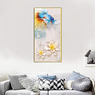 Tranh Treo Tường Tráng Gương PVC-CA Họa Tiết Cá Koi Trang Trí Phòng Khách, Không Gian Bếp Hiện Đại Lịch Sự Sang Trọng.