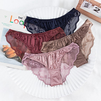 Combo 5 Quần Lót Nữ Lụa Bóng Phối Ren Cao Cấp Q8093 – Mềm Mịn, Sang Trọng, Co Giãn 4 Chiều