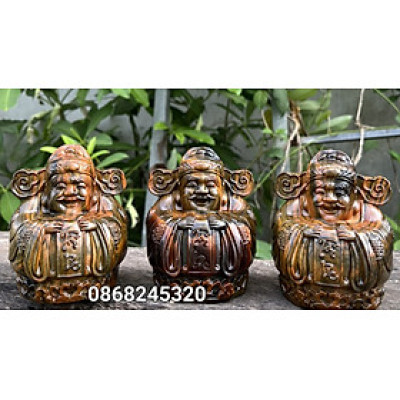 Bộ tượng phật tam đa phúc lộc thọ mini bằng gỗ mun hoa kt 10×8×8cm  