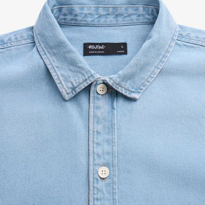 Áo Sơ Mi Jean Unisex ROUTINE 100% Cotton Trơn Form Loose - 10S24DSHU001R1 | LASTORE MENSWEAR