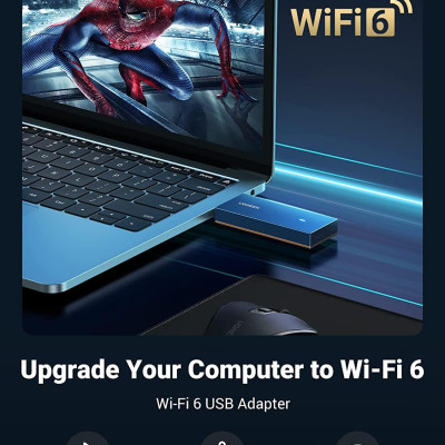 Ugreen UG90340CM499TK AX1800 USB wifi tích hợp băng tần kép Wi-Fi 6 - HÀNG CHÍNH HÃNG