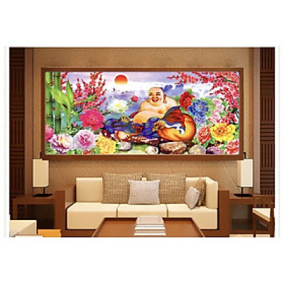 Tranh thêu kín Phật di lặc, EZ001, kích thước 100 x 55 cm