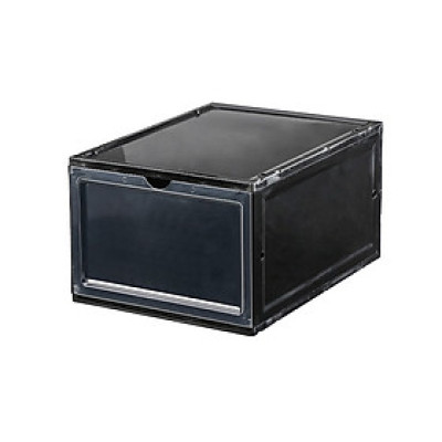 1 HỘP ĐỰNG GIÀY NHỰA CỨNG CAO CẤP -NẮP TRONG SUỐT TÍCH HỢP NAM CHÂM HÍT-MÀU ĐEN