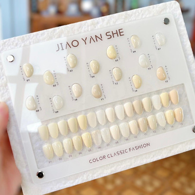 Set Sơn Gel Jiao Yan She Trắng Kem 15 Màu Làm Nail, Sơn Gel Trắng Nước Gạo, Sữa Chua, Thạch Đục Bền Màu, Tặng Bảng Màu Mica Cao Cấp Nữ Women