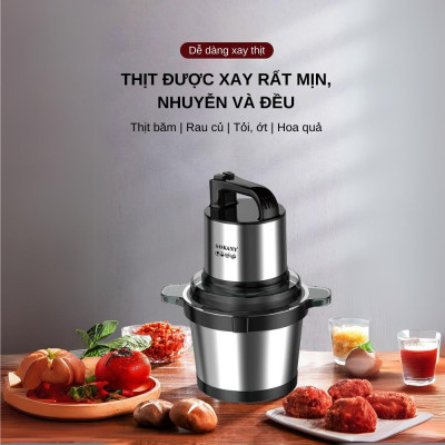 Máy xay thịt, máy xay tói ớt đa năng công suất mạnh mẽ 800W SOKANY SK-7028, dung tích 4L, cối INOX 304 - HÀNG CHÍNH HÃNG