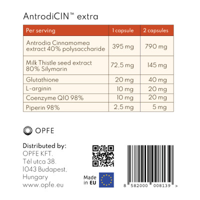 Thực phẩm BVSK OPFE AntrodiCIN extra capsules (120 viên) Hungary (Nấm Ngưu Chương Chi) Made in EU, 100% Thảo dược tự nhiên