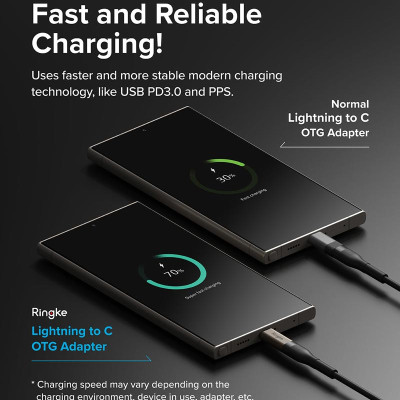 Bộ 2 đầu chuyển RINGKE LN to C OTG Adapter - Hàng Chính Hãng