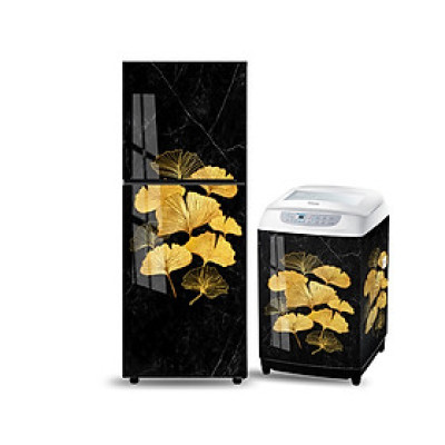 Decal dán tủ lạnh mẫu vân đá khảm hoa - Chất liệu chống nước, phù hợp với mọi loại tủ